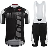 Coconut Ropamo CR Men's Cycling Jersey Set Road Bike Jersey Zipper Pocket Bib Shorts with 4D Padded Cycling Clothing Set