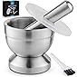 Zulay Kitchen 4-Inch Stainless Steel Mortar and Pestle Set Small - 1 Cup Pestle and Mortar With Protective Lid & Brush…