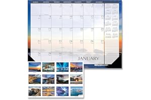 House of Doolittle 2024 Monthly Desk Pad Calendar, Earthscapes Seascapes, 22 x 17 inches, January - December (HOD138-24)