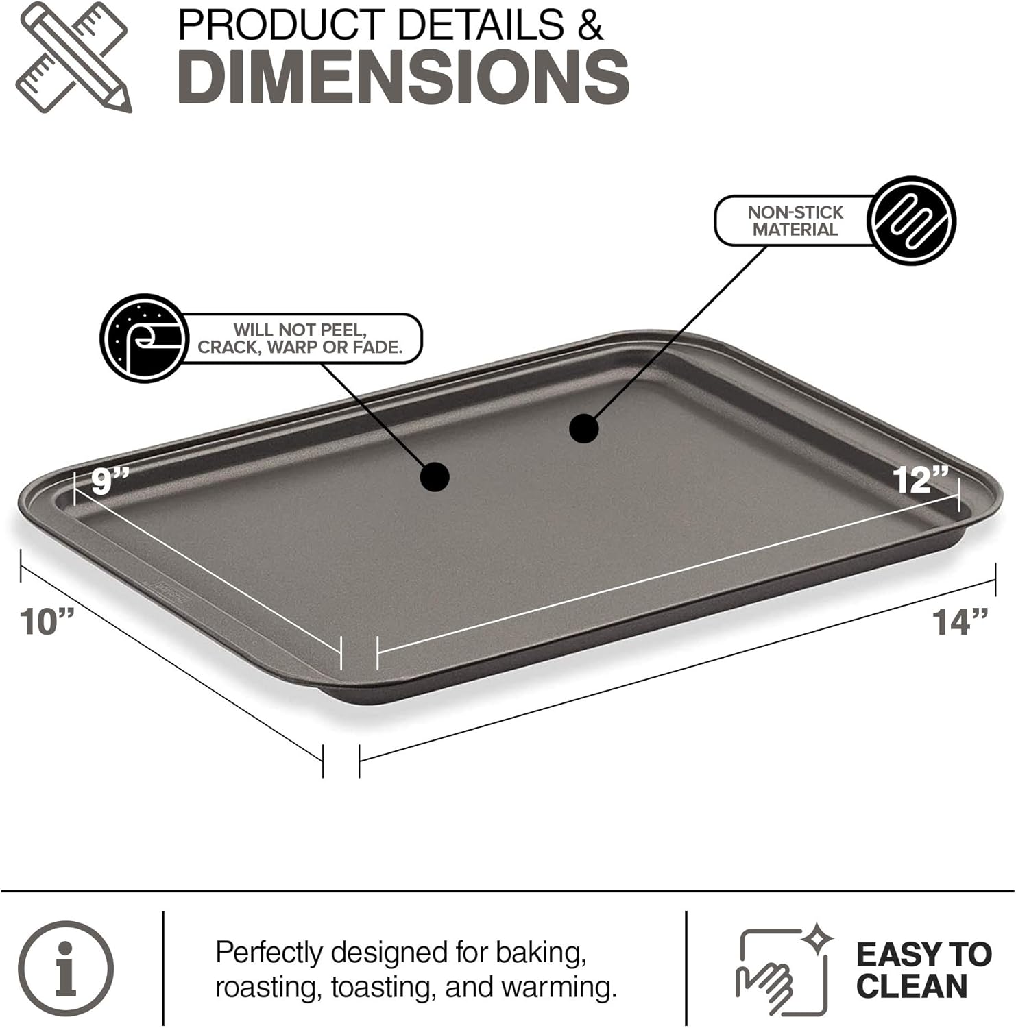 husMait 10x14 inch Non-Stick Baking Sheet - Superior Long-Lasting Cookie Pan: Kitchen & Dining