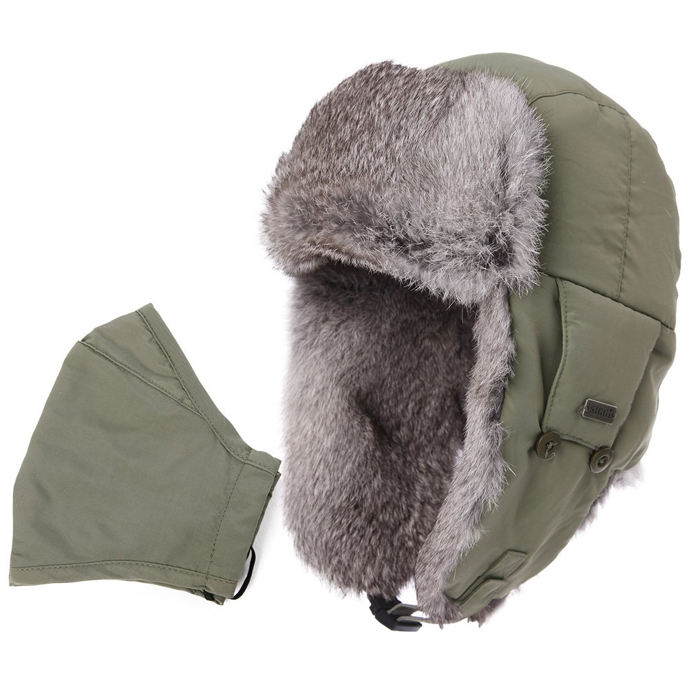 Rabbit Fur Bomber Trapper Mask Earflap 