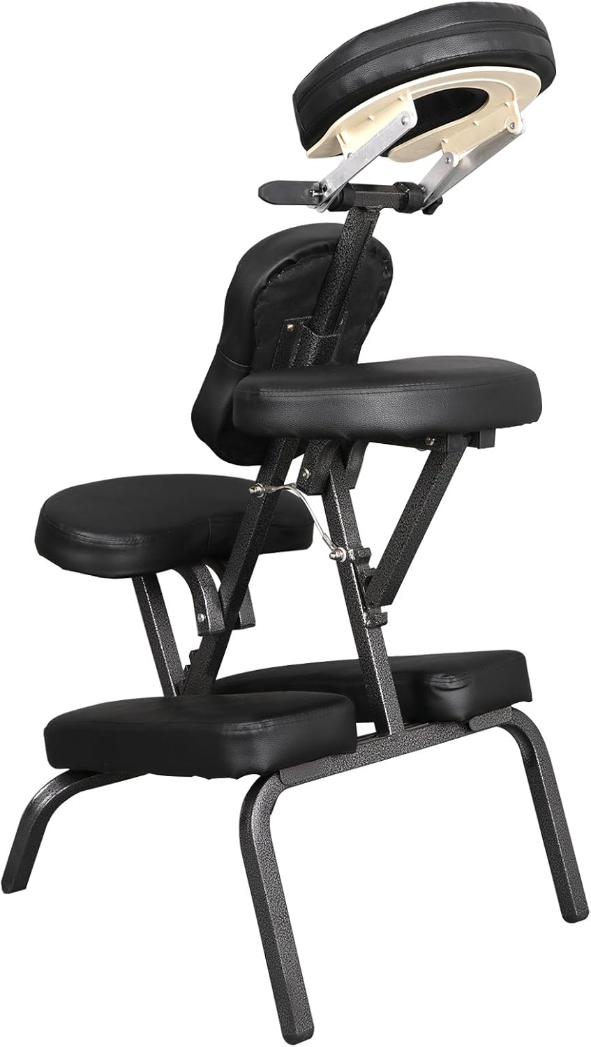 JupiterForce Portable Salon Massage Chair Adjustable Lightweight Travel Tattoo Spa Chair with Carry Bag,Black: Kitchen & Dining