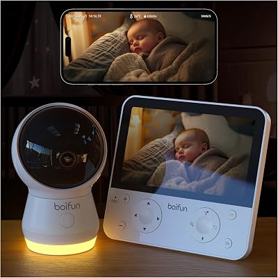 BOIFUN 4MP WiFi Baby Monitor 5.5 inch Screen 360° PTZ Night Vision