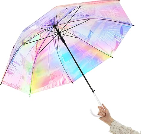 Amazon オーロラ 傘 レインボー 傘 インスタ映え レディース 長傘 ホログラム ワンタッチ かわいい シンデレラアンブレラ 8本 レインボー 虹色 雨傘 透明 ホワイト ドットジャパン 傘 レインウェア 通販