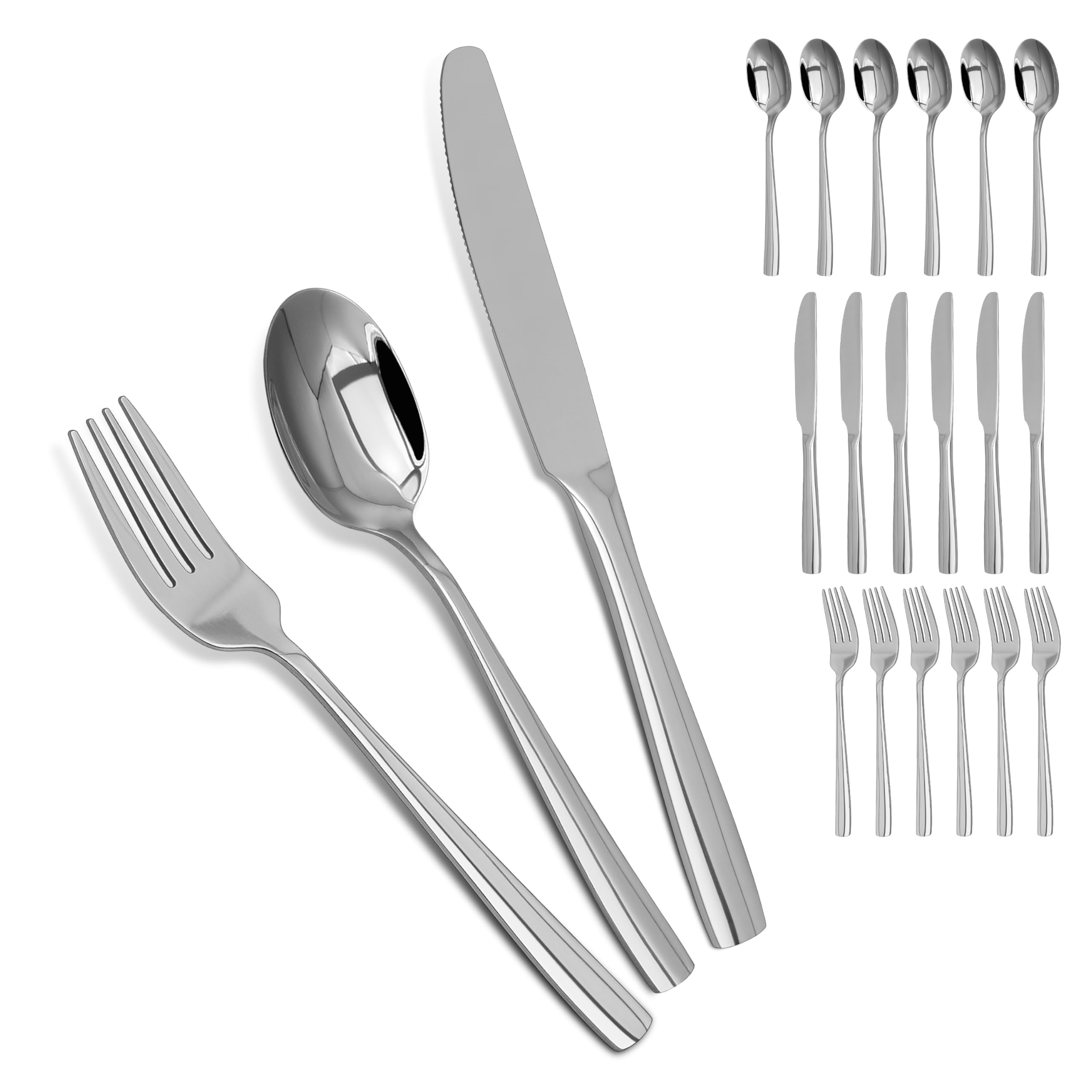 Photo 1 of Silverware Set,18/10 Stainless Steel 18Piece Silverware Set For 6,With Dinner Knives Spoon Forks Set for Home, Kitchen and Restaurant, Mirror Polished& Dishwasher Safe