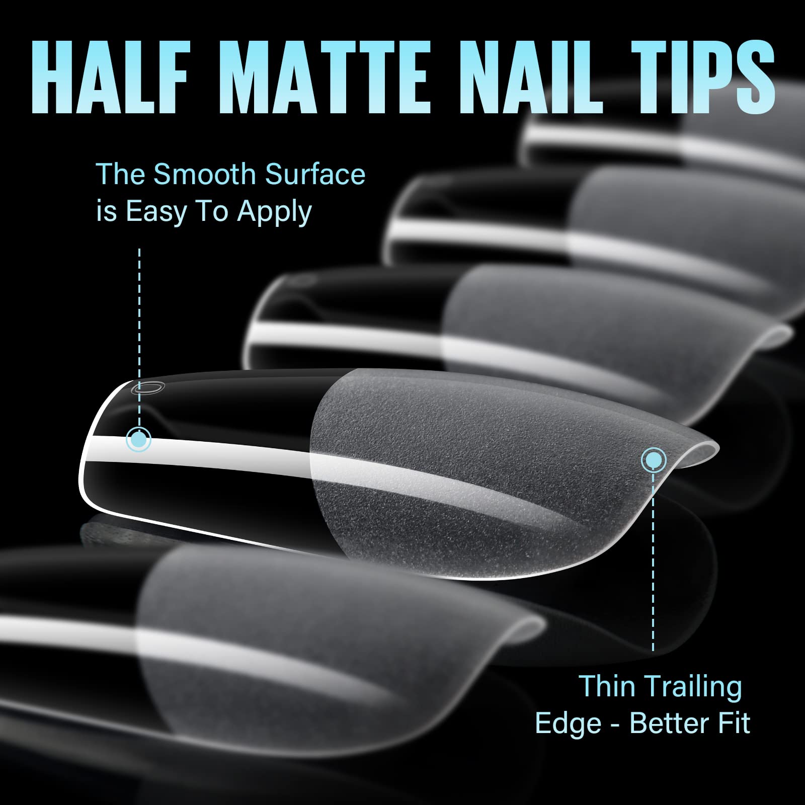 TOMICCA Medium Coffin Nail Tips, 360Pcs Half Matte Gel Nails, 15 Sizes Nail Extension Tips Set, Full Cover Pre Shaped Fake Nails for Beginner and Professional DIY Nail Salon - Image 4