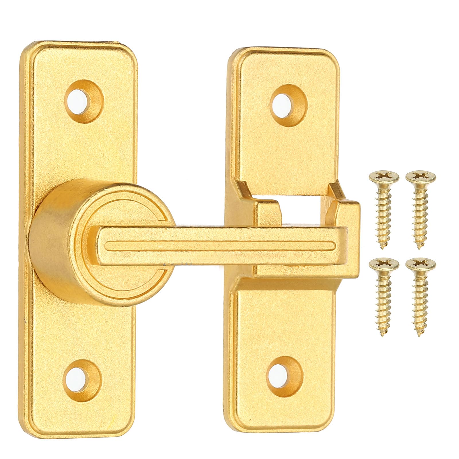 PATIKIL 180 Degree Barn Door Lock, Flip Latches Zinc Alloy Safety Sliding Door Bolt Latch Lock for Garage Bathroom Sliding Swing Open Door, Gold