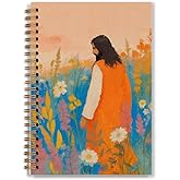 Foritho Wildflower Christian Jesus Notebook, Colorful Floral Jesus Journal, Christian Prayer Journal for Woman, Church Notes Notebook, Modern Religious Spiral Notebooks 5.5x8.3 Inch