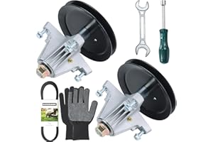 GUSUHAWK 2 Pack Greased 918-06989 Spindle Assembly with 954-04219 V-Belt for Craftsman T150, T1700, T1500, T1600, Troy Bilt Bronco 46 Auto, Bronco 46k, Horse 46 Hydro, Horse Xp, TB46 Hydro Tractors