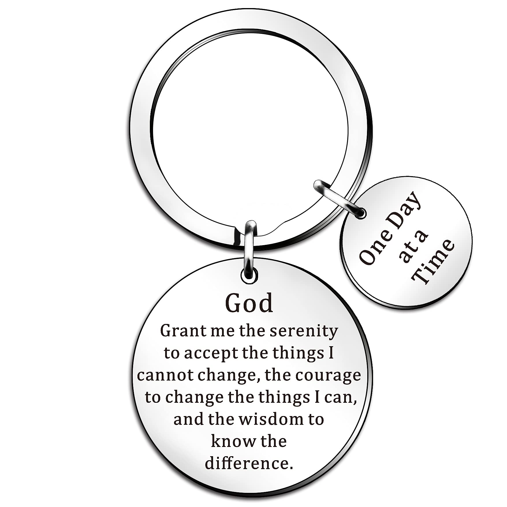 QMVMV Encouragement Gifts Keyring for Men Women Serenity Prayer Dog Tag Sobriety Addiction Recovery AA Gifts Inspirational Gifts for Him Her Birthday Religious Keychain