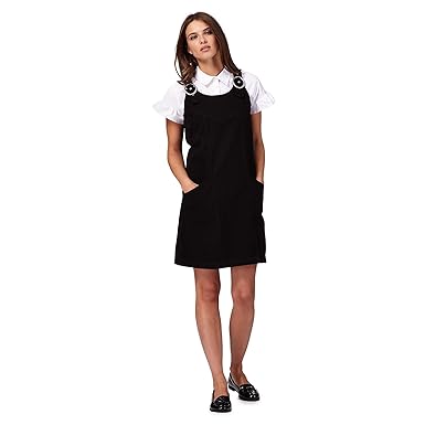 ladies black pinafore dress