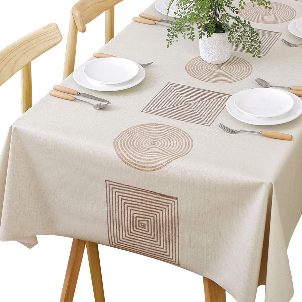 Table Cloth Heavy Duty Vinyl Table Cloth for Rectangle Table Wipe Clean PVC Tablecloth for Kitchen Dining Table (54x108 inch, Geometry)