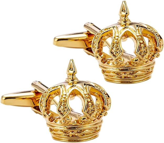 Knighthood Royal Crown Cufflinks for Men Gold Shirt Cuff Links Business