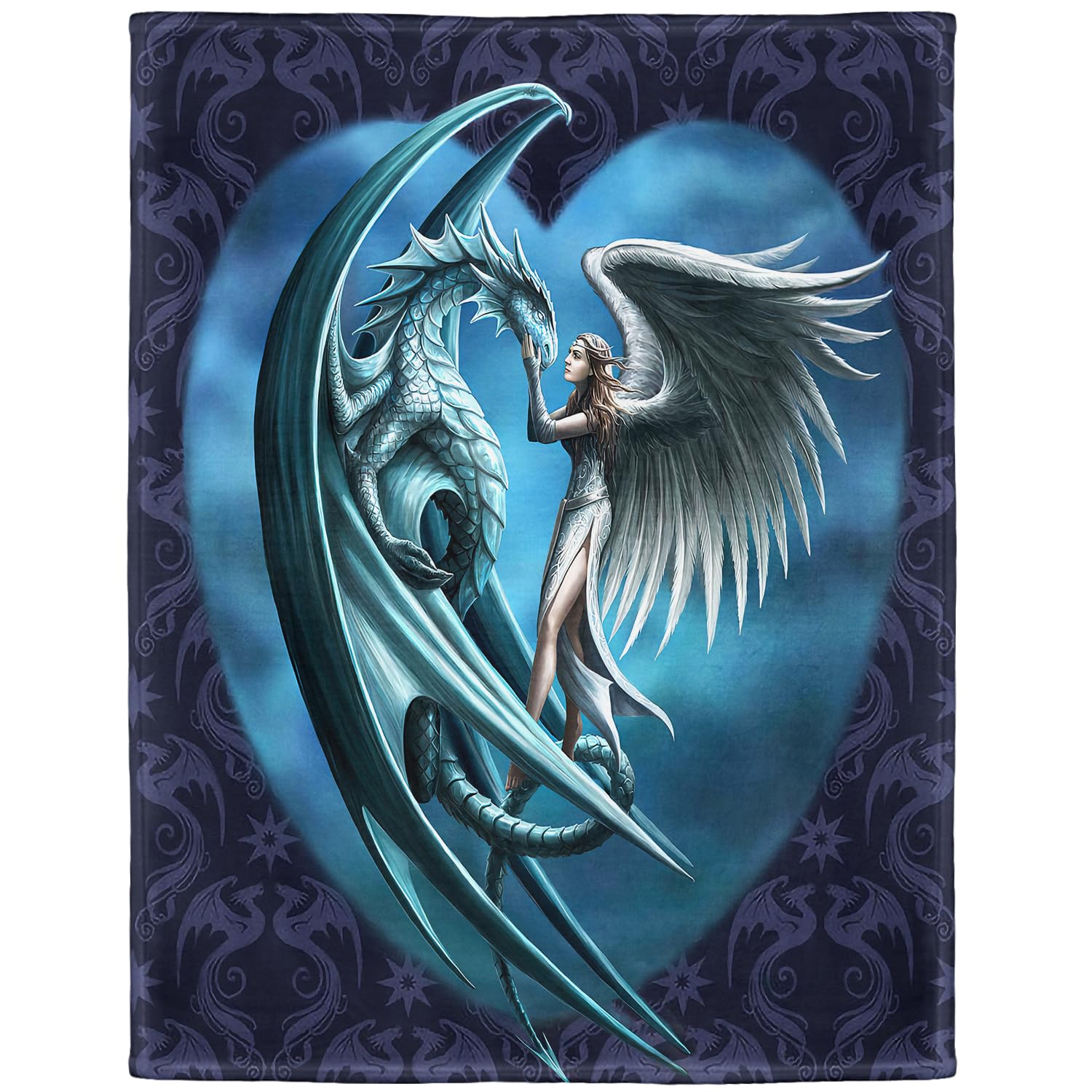 YISUMEI 150x200 cm Blanket Comfort Warmth Soft Cozy Easy Care Machine Wash Dragon Angel