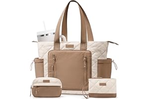 BAGSTELLAR Puffer Tote Bag for Women, Lightweight Puffy Work Laptop Handbag Teacher Nurse Quilted Shoulder School Daily Travel Gym Bags