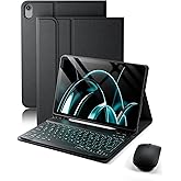 TUNKARMOR for iPad A16 11th / 10th Generation Case with Backlit Keyboard - 7 Color Change for iPad 10th Gen 2022 & 11th Gen 2025 A16 10.9/11 inch Cover - Built-in Pencil Holder with Mouse - Black