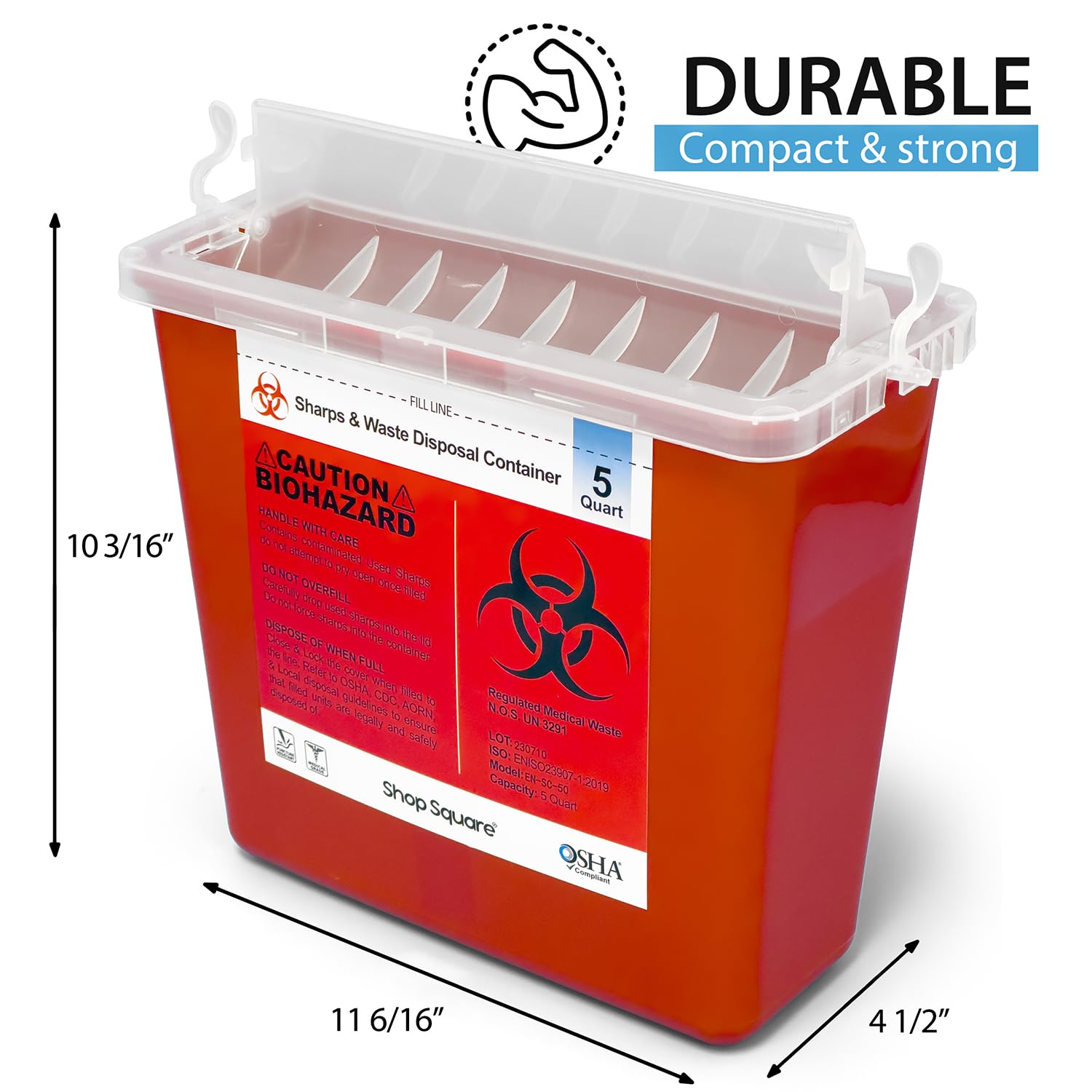 Sharps Container for Home Use and Professional - 5 Quart (2 Pack) Large Sharps Container, Needle Disposal, Touch Free Rotating Lid