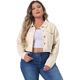 uxcell Women's Plus Size Button Closed Cropped Denim Jackets Stitching 2026 | Soft Washed Denim, Full Button Closure, Cropped Length, Stitching Detail, Western Daily Outfits