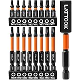 LATTOOK 8 Point Star Bit Set for Trailer, Double Square Bit Set, #1, #2, #3 | 17PCS 8 Point 2 Square Drive Torx Bits for Cargo Haulers, RVs, and More, 2.3'' &amp; 1'' Long, Magnetic S2 Steel