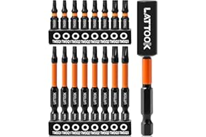 Double Square 8 Point Star Bit Set, LATTOOK 17PCS 8 Point Torx Bits 2 Square Drive Bits, Magnetic S2 Steel Torx Bit Set, 2.3'' & 1'' Long, #1, #2, #3
