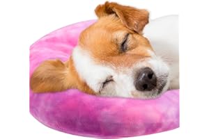 Y-blue Dog Pillow, U-Shaped Dog Calming Neck Support, Comfort Tie-dye Half Donut Pillow for Senior Pet (Rose Purple, Large)