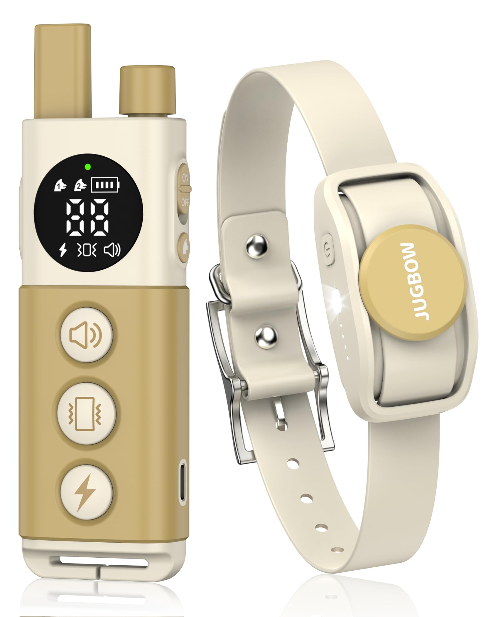 Photo 1 of Jugbow Dog Training Collar - 4200FT Remote Dog Collar with 3 Training Modes, Electric Collar with LED Light & IPX8-Waterproof, Rechargeable E-Collar for Small Medium Large Dogs (Beige)