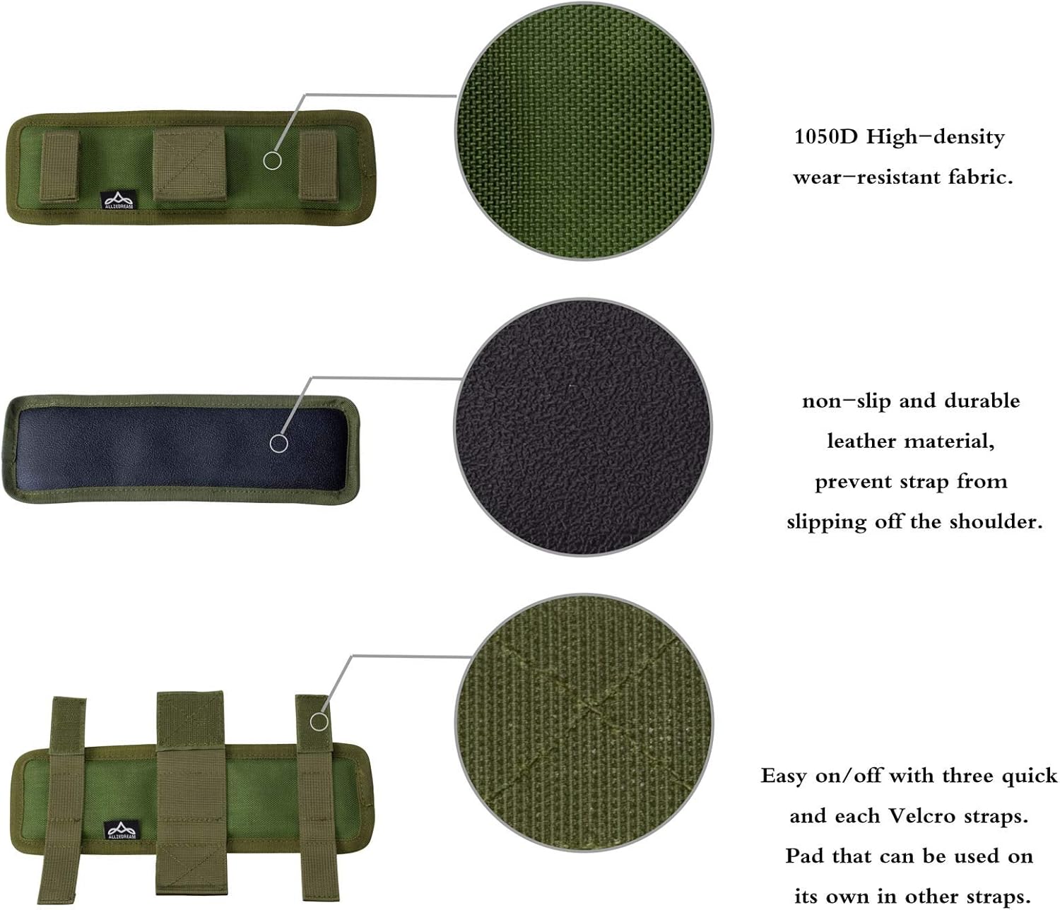 Allzedream Bag Shoulder Strap Replacement Laptop Travel Duffle Bags Padded Adjustable (Olive Green): Clothing