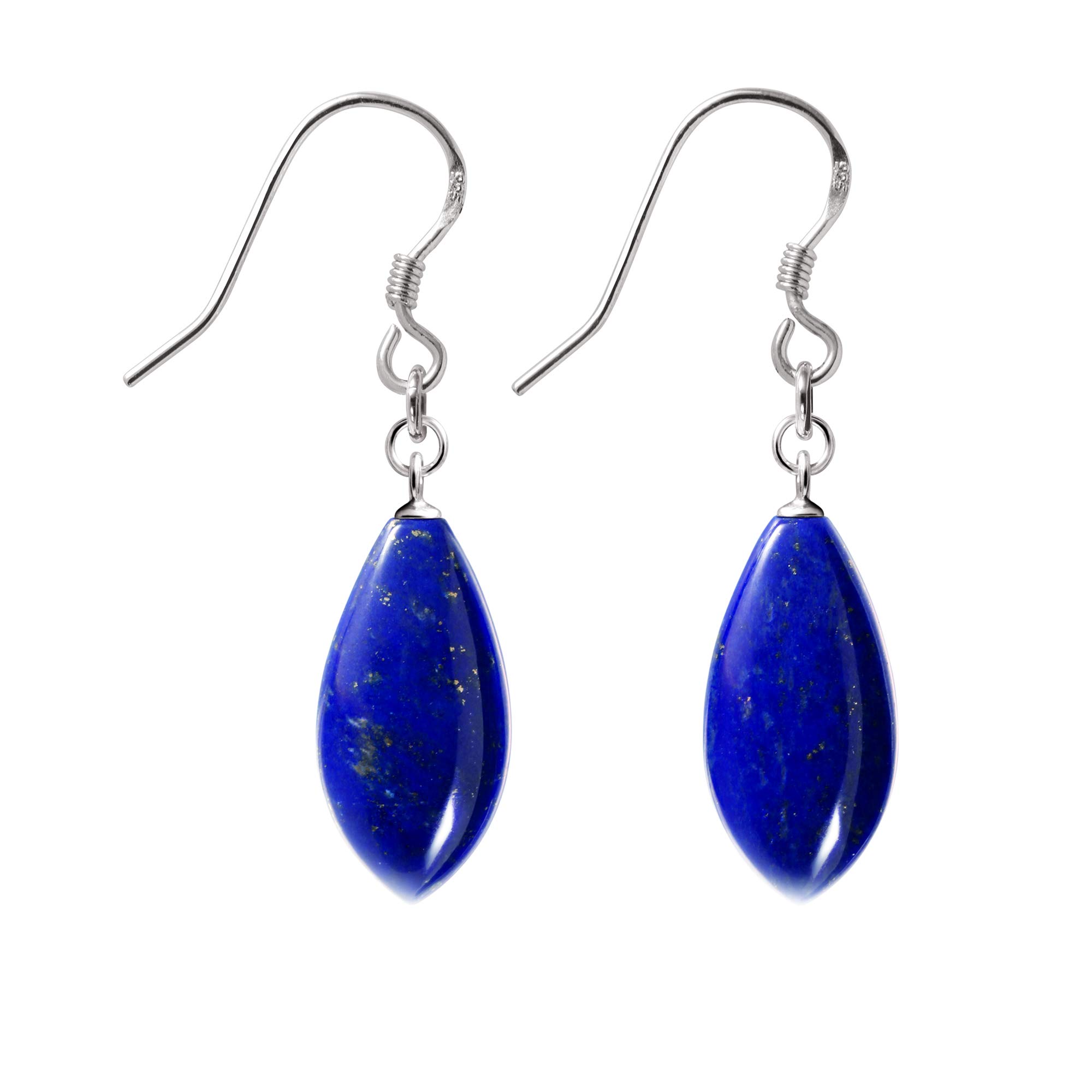 Franki Baker Elegant Natural Lapis Lazuli Gemstone Drop Earrings Length: 4cm