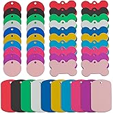 Framendino, 60 Pack Pet ID Tag Colorful Blank Double Sided Aluminum Charms for Dog Cat DIY Crafts Jewelry Making 10 Colors 3 Different Shapes