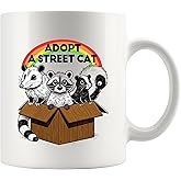 Adopt A Street Cat Funny Raccoon Lover Gifts Opossum Skunk Raccoon Mom Dad Girlfriend Boyfriend Sister Brother Novelty Drinkware Ceramic Mug 11 oz White Ceramic Mug 11 oz White