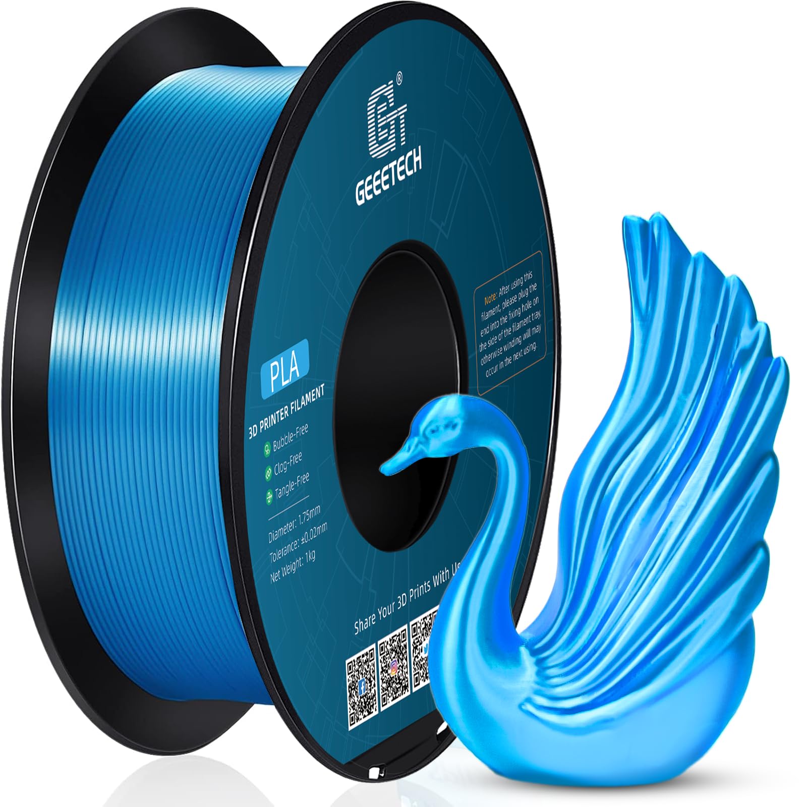 Silk PLA Filament 1.75mm,Geeetech 3D Printer PLA Filament,3D Printing Materials,Silk Sky Blue