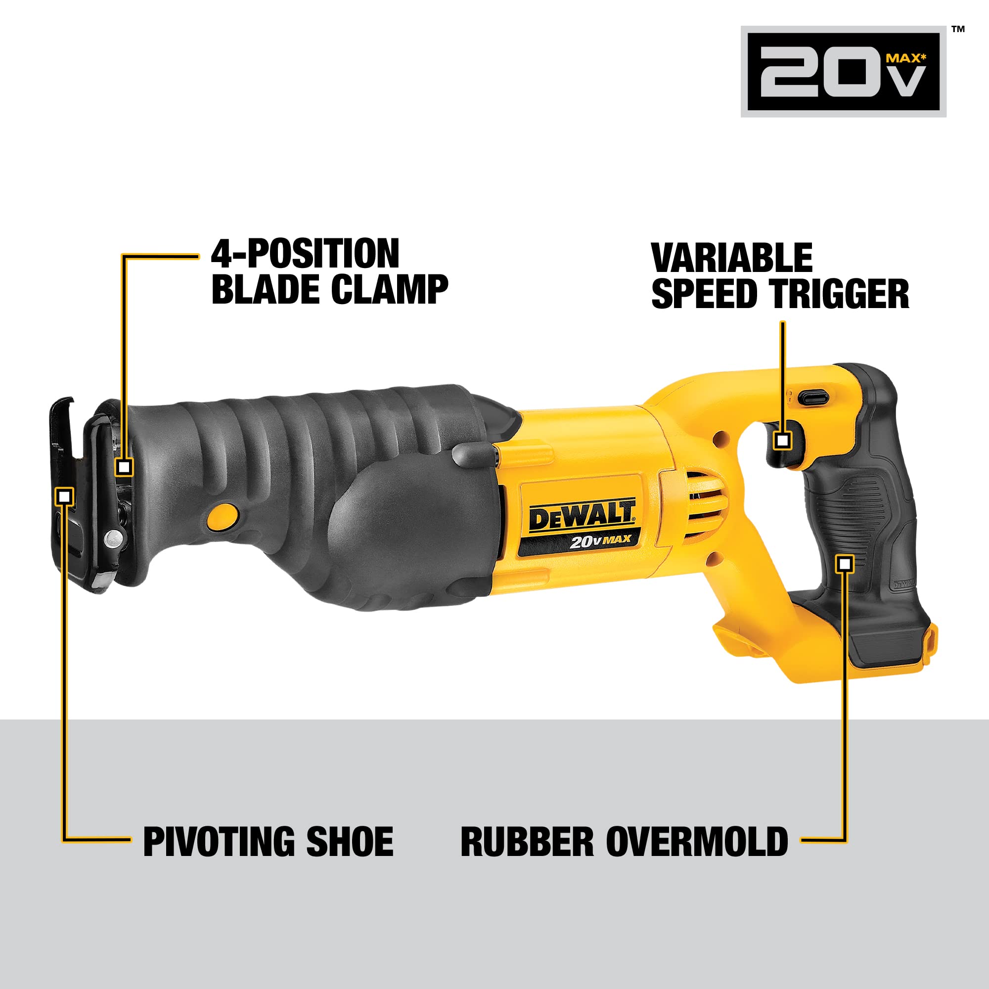 DEWALT 20V MAX Reciprocating Saw, 3,000 Strokes Per Minute, Variable