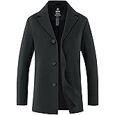 wantdo Men's Single Breasted Pea Coat Windproof Winter Coat Classic Notched Collar Military Jacket