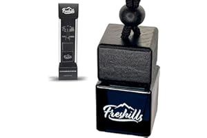Leather Car Air Freshener – Luxury Hanging Diffuser, Long Lasting 40+ Days, Premium Glass Bottle & Wooden Cap – Freshills