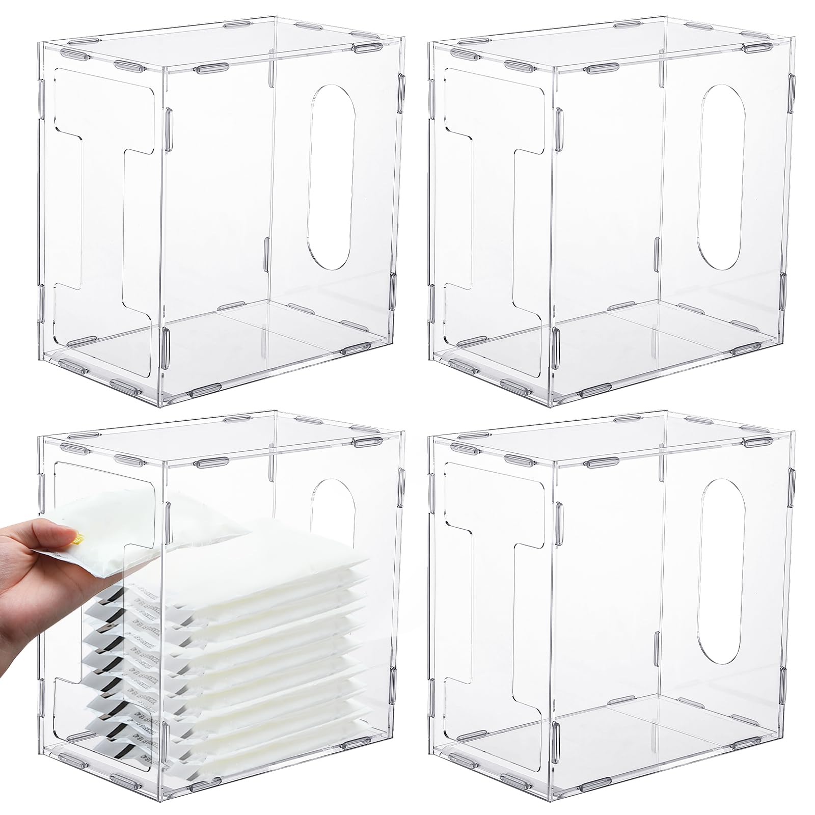 Photo 1 of Domensi 4 Pcs Breast Milk Storage Tower Freezer Storage Organizer for Milk Freezer Bags Breastmilk Container Reusable Breastfeeding Accessories Fridge, 8.3 x 8.3 x 5 Inch(Clear)