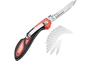 Lancergear Hunting Knife Skinning Knife Pocket Foldable with 15 Extra Replaceable Sharp Blades, Safe and Fast Disassembly in 1 Second with Single Hand for Outdoor Hunting Survival Camping