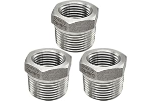Beduan Stainless Steel Reducer Hex Bushing, 3/4" Male NPT to 1/2" Female NPT, Reducing Cast Pipe Adapter Fitting(Pack of 3)