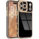 Lafunda Designed for iPhone 17 Pro Max Case Cute, Luxury Plating Case for Women Girls Gold Edge TPU Bumper Cover with Camera Protection Shockproof Silicone Phone Case for iPhone 17 Pro Max, Black