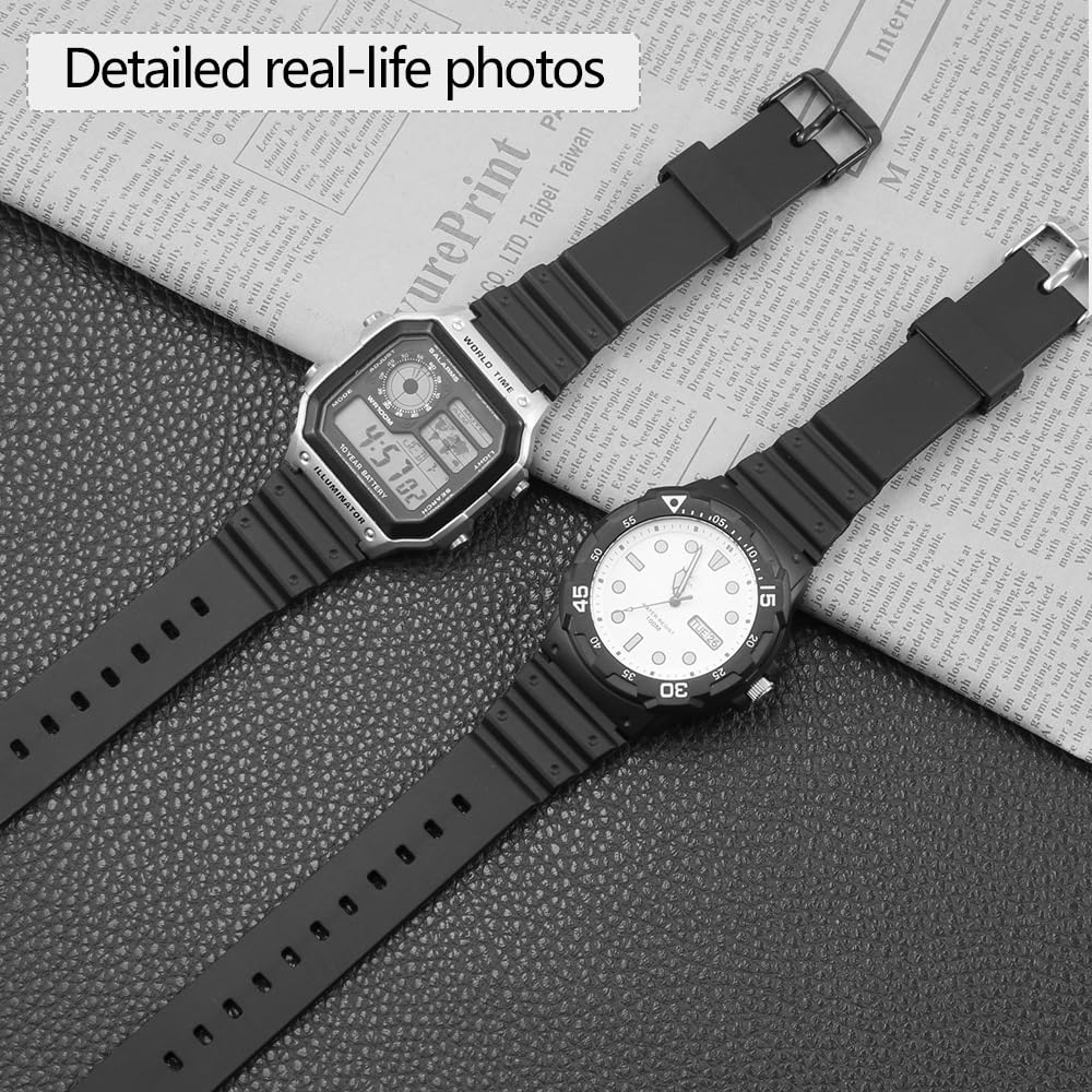 MRW200H Series Watchbands Compatible with Casio MRW-200H Resin Watch Strap Stainless steel Pin Buckle Replacemnet Bracelet