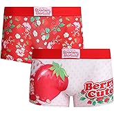 COCO BRANDS Womens Boyshorts Underwear - 2 Pack SpongeBob SquarePants Strawberry Shortcake Powerpuff Girls Boxers for Women
