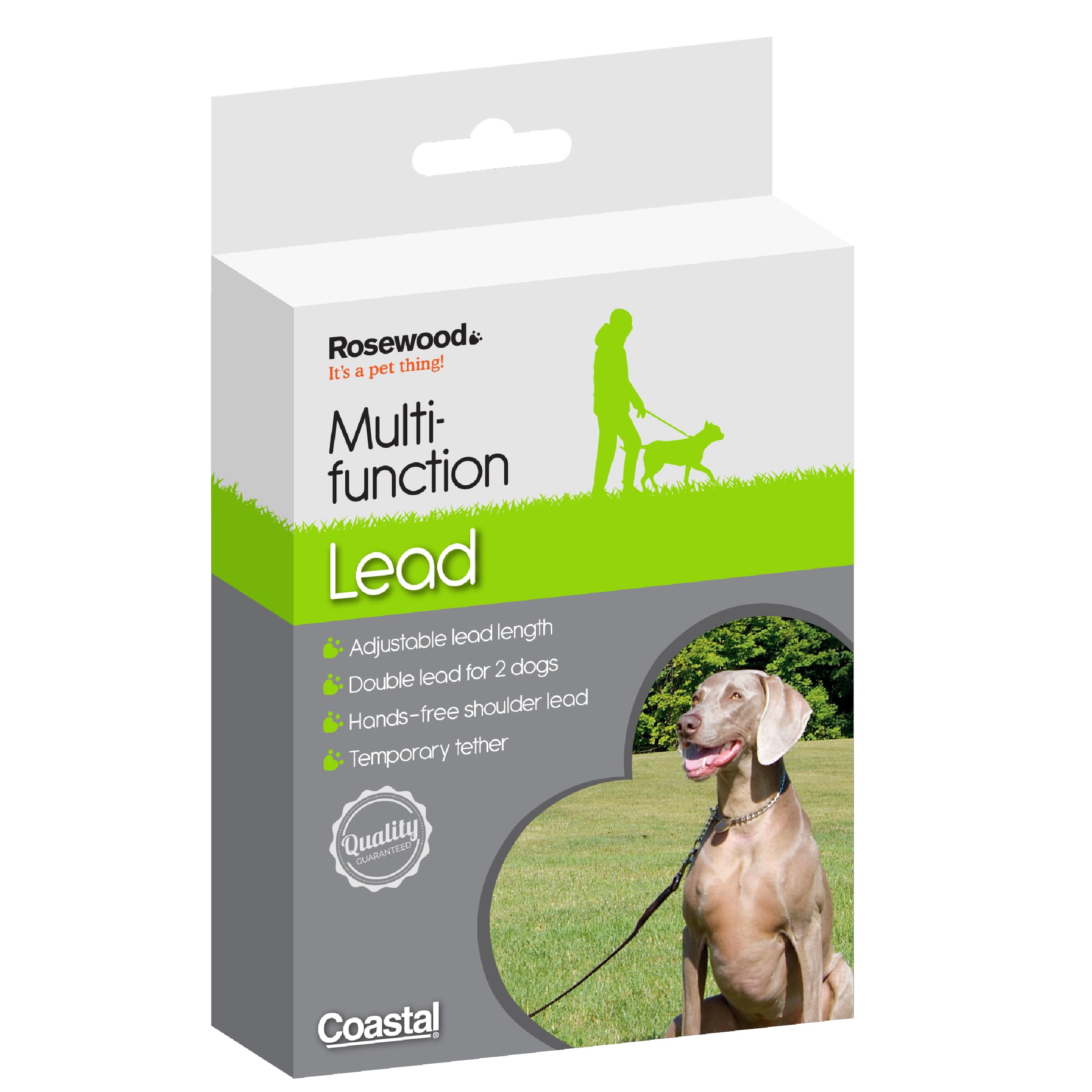 Rosewood Multi-Function Dog Lead – 6-in-1 Training Leash with Double-Ended Clips, 114cm – Ideal for Walking, Obedience, and Recall Training