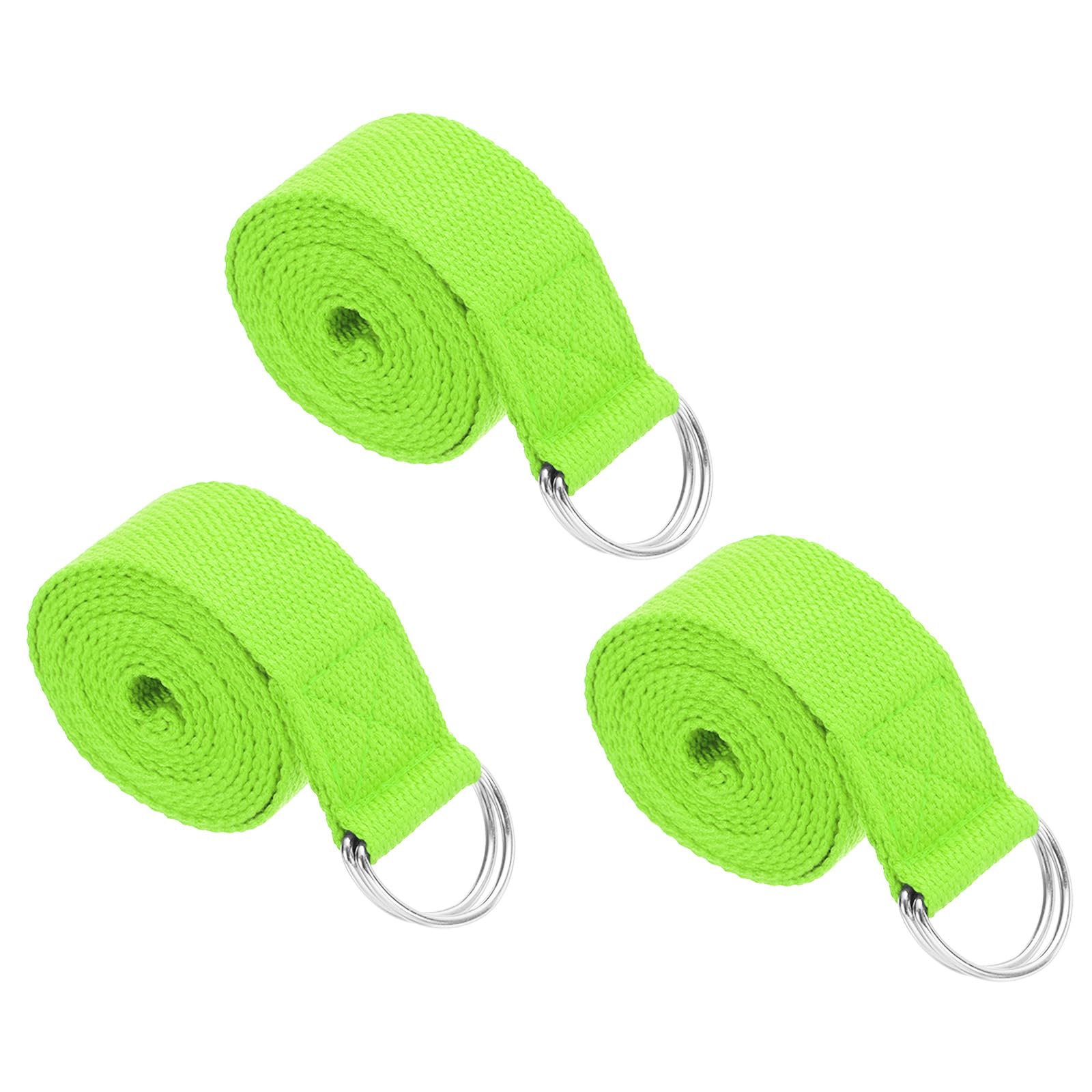 PATIKIL Yoga Strap for Stretching 8 Feet, 3Pcs Cotton Yoga Belt with Adjustable Metal D-Ring Buckle Stretch Bands for Fitness Pilates, Lime Green