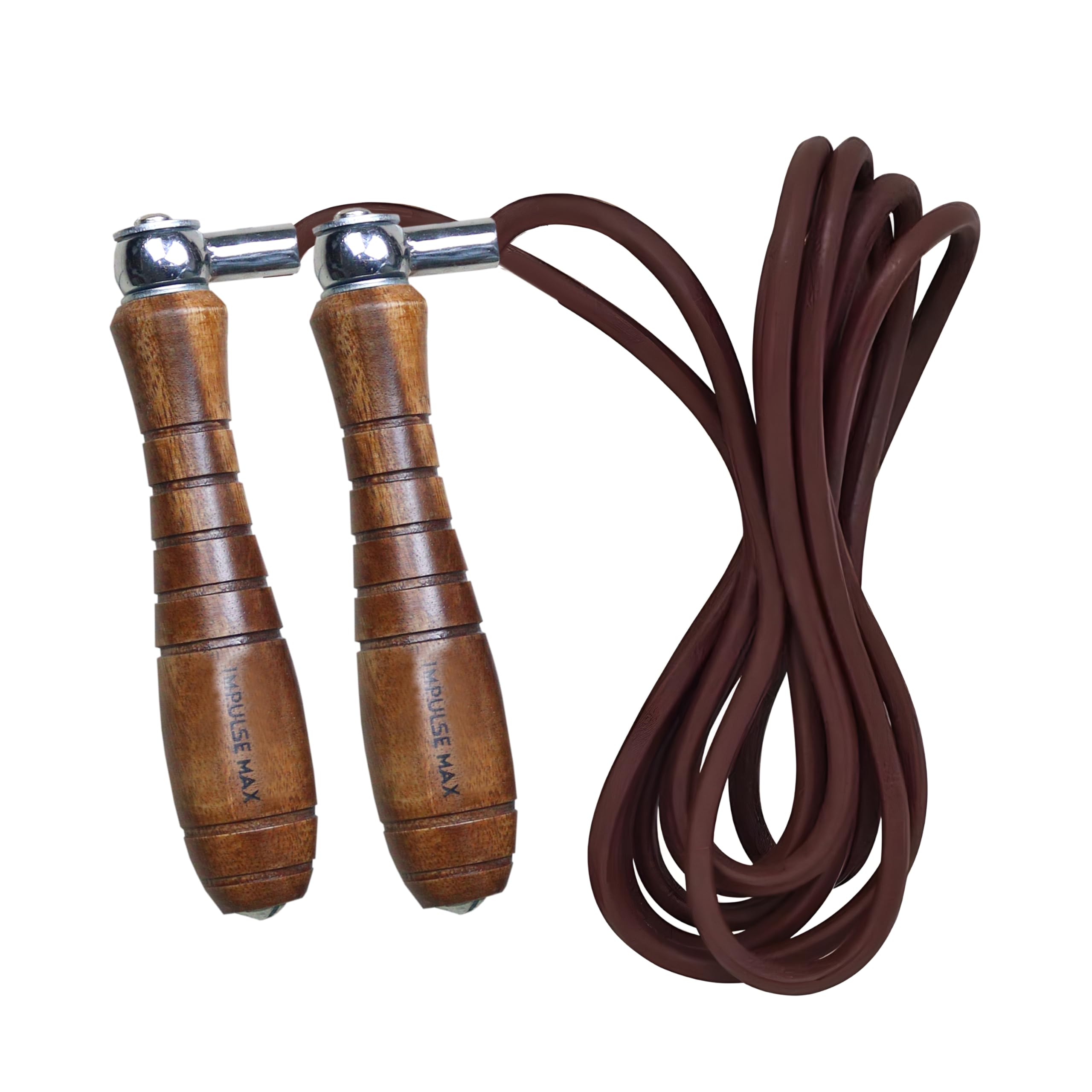 Photo 1 of Leather Jump Rope with Wooden Weighted Handles - Workout Fitness, Exercise, Skipping Rope for Crossfit - Solid Wood, Leather, 118 Inches Total Length, 106 Inches Rope Length (Brown)