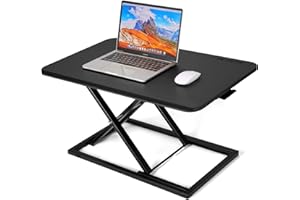 biueus Height Adjustable Standing Desk Converter, Stand Up Desk Converter for Home Office, Gas Spring Computer Workstation for Monitor Or Laptop (32in Black)