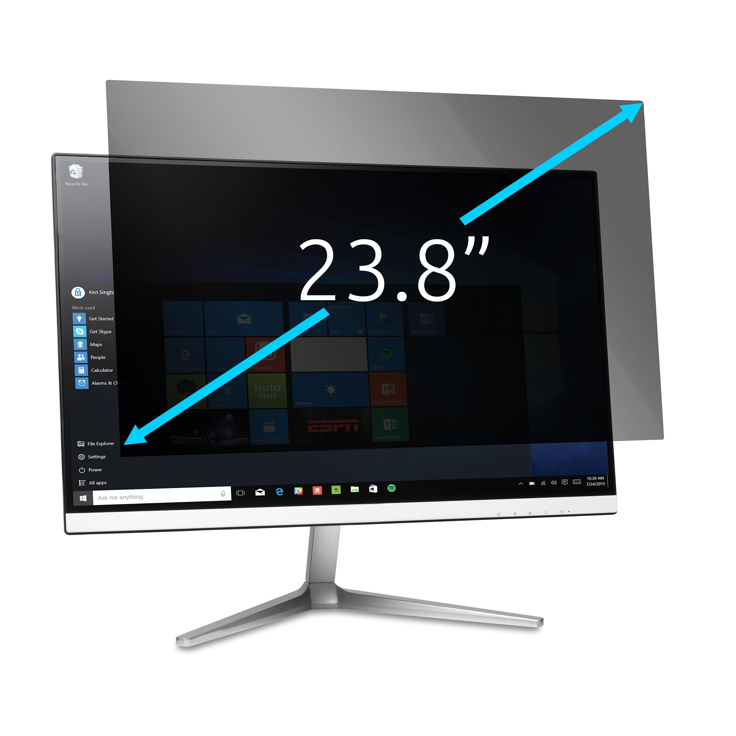 Kensington Monitor Privacy Screen Filter, 2-Way Removable Protector for 23.8" 16:9 Monitors, Anti Glare Coating, Reversible Screen Cover with Blue Light Reduction to Prevent Eye Strain (‎628337) — image 1