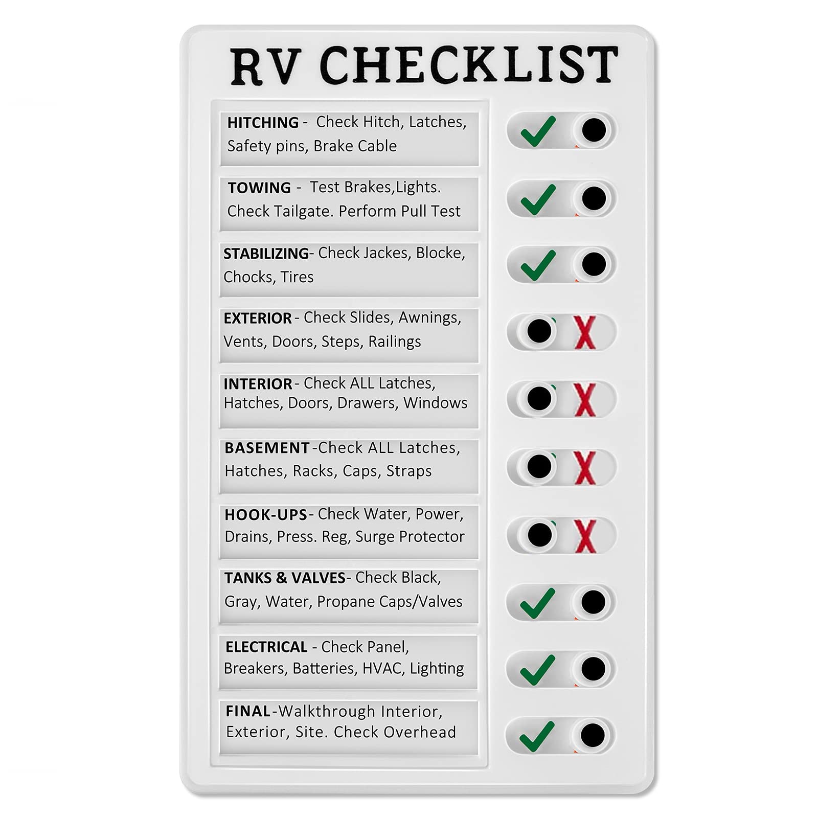 WANGCL Portable Memo Board Reusable Plastic RV Checklist Daily Affairs Checklist Board with Slider for Home Travel Planning Reminder Daily Affairs List
