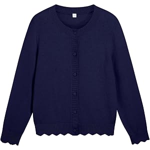 HOZIY Girl Cardigan Kids School Uniform Long Sleeve Sweater 5-12 Years