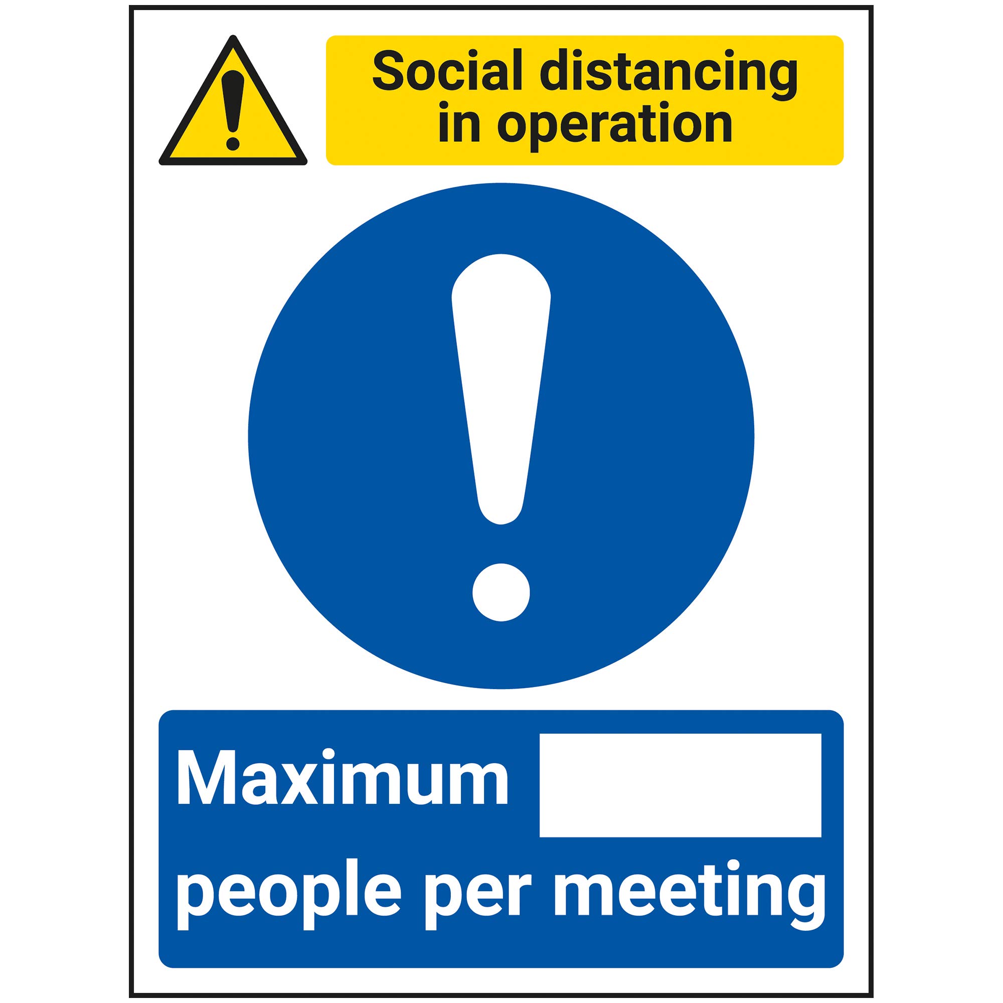 V Safety SD In Operation - Max People Per Meeting - 150mm x 200mm - 1mm Rigid Plastic