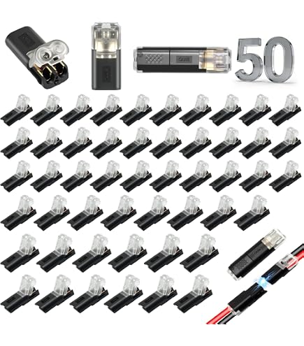 20-Pack Double-Wire 2-Pin Quick Connect Plugs – Solderless, No Wire Stripping, Lift-Insert-Lock Design, Fits 22-18 AWG Stranded & Solid Wires – Reusable, Fire-Resistant, Perfect For LED Strips, Speakers & Auto Projects