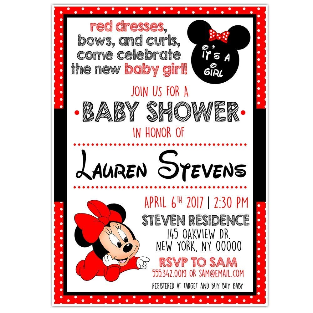 minnie mouse baby invitations
